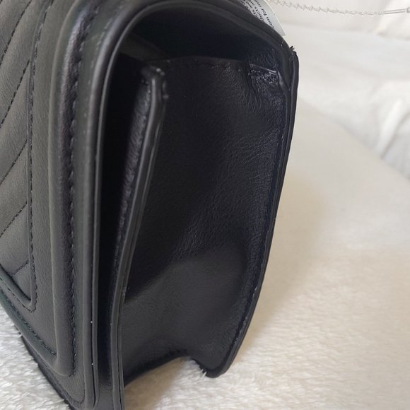 NWT ALDO Black Chevron Quilted Purse Shoulderbag Crossbody Turnlock - Picture 11 of 12